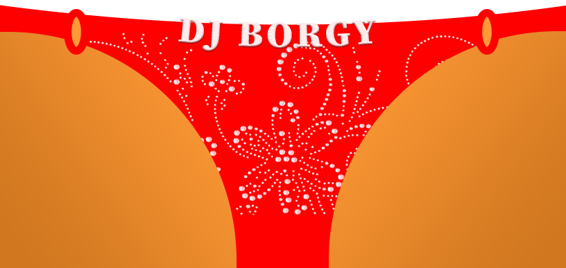 Calcinha vermelha com strass escrito DJ Borgy